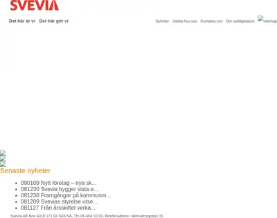 Nyhetsbrev Svevia startsida 2009