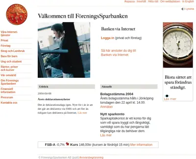 Swedbank Direkt startsida 2004