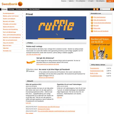 Swedbank Direkt startsida 2012