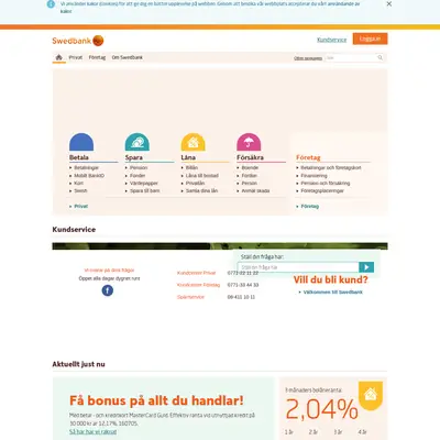 Swedbank Direkt startsida 2017