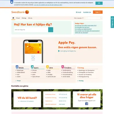 Swedbank Direkt startsida 2020