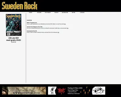 SWEDEN ROCK MAGAZINE startsida 2005
