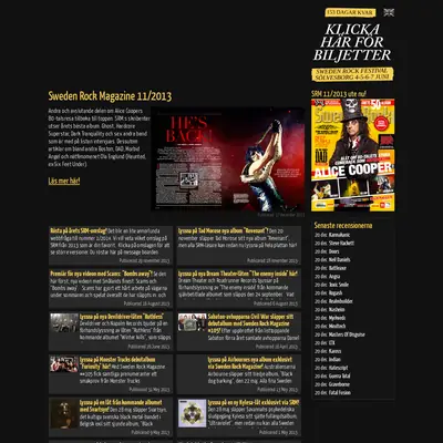 SWEDEN ROCK MAGAZINE startsida 2014