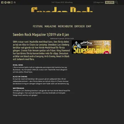 SWEDEN ROCK MAGAZINE startsida 2019