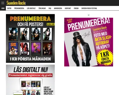 SWEDEN ROCK MAGAZINE startsida 2022