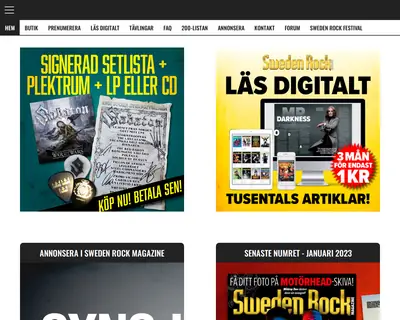 SWEDEN ROCK MAGAZINE startsida 2023