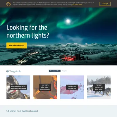 www.swedishlapland.com startsida 2019