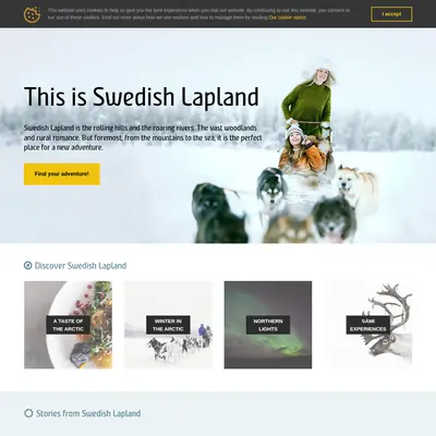 www.swedishlapland.com startsida 2021