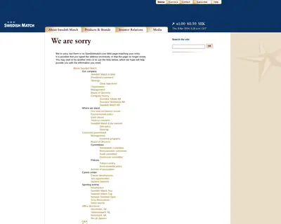 www.swedishmatch.com startsida 1999