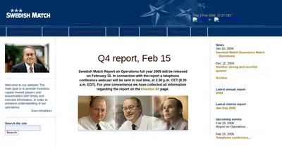 www.swedishmatch.com startsida 2006