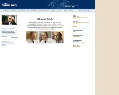 www.swedishmatch.com startsida 2007