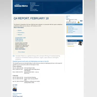 www.swedishmatch.com startsida 2009