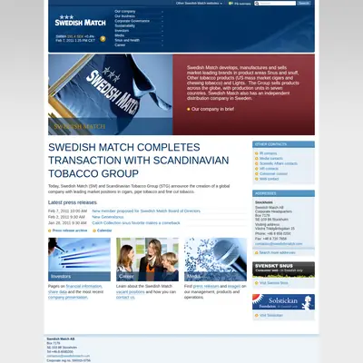 www.swedishmatch.com startsida 2011