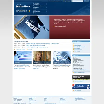 www.swedishmatch.com startsida 2012