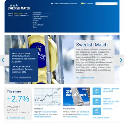 www.swedishmatch.com startsida 2013