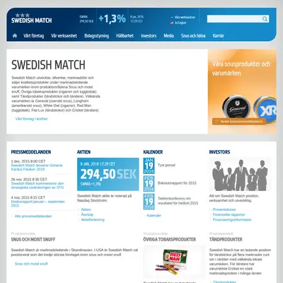 www.swedishmatch.com startsida 2016