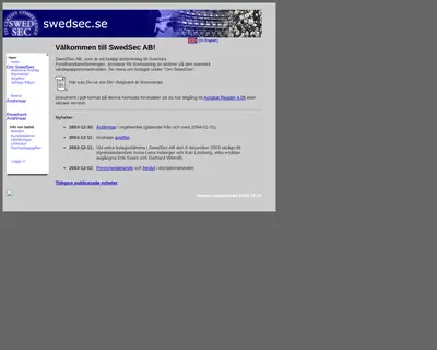 www.swedsec.se startsida 2004