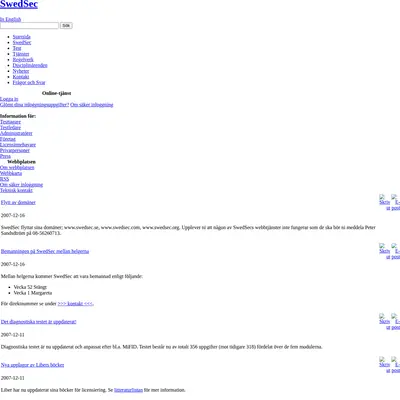 www.swedsec.se startsida 2008