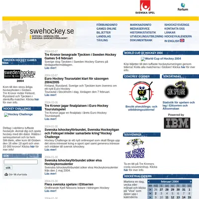 www.swehockey.se startsida 2004