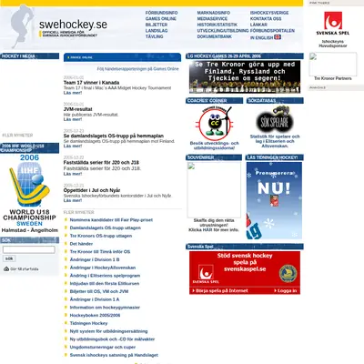 www.swehockey.se startsida 2006