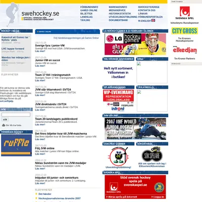 www.swehockey.se startsida 2007