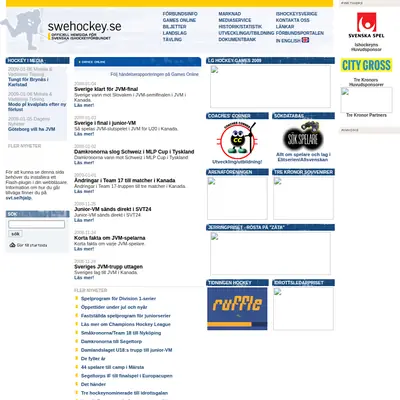 www.swehockey.se startsida 2009