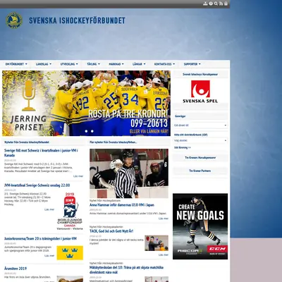 www.swehockey.se startsida 2019