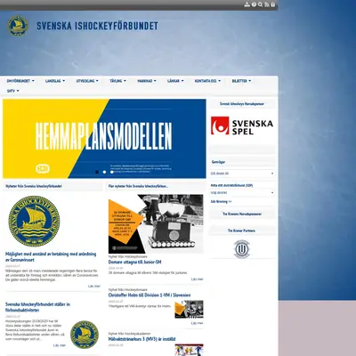 www.swehockey.se startsida 2020