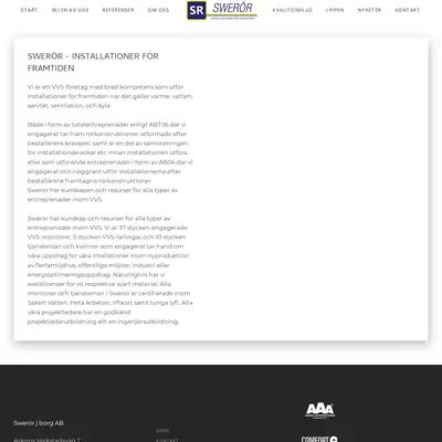 www.sweror.se startsida 2022