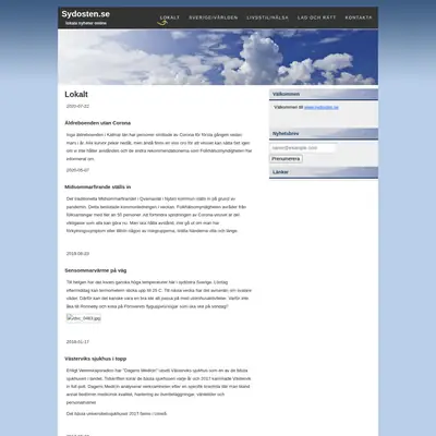 sydosten.se startsida 2021