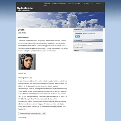 sydosten.se startsida 2025