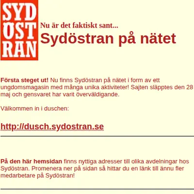 Sydöstran startsida 2000