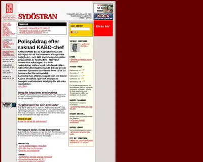 Sydöstran startsida 2001