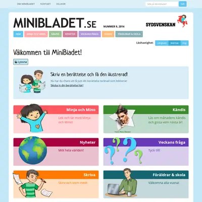 Minibladet startsida 2014