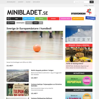 Minibladet startsida 2022