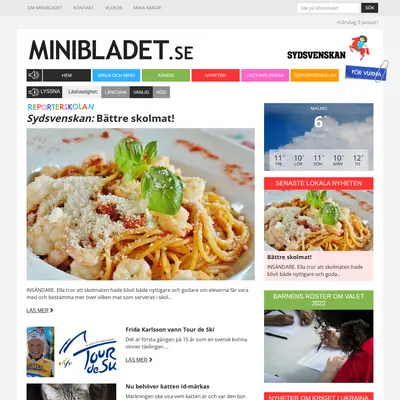 Minibladet startsida 2023