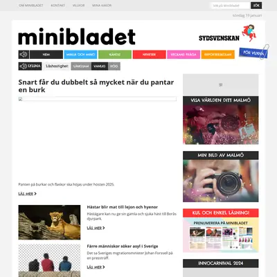 Minibladet startsida 2025