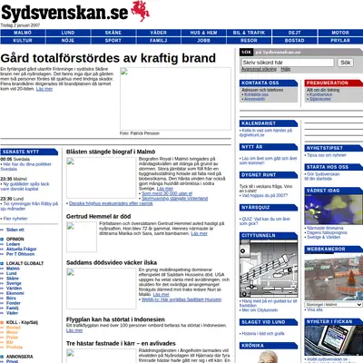 Sydsvenskan.se webb-tv startsida 2007