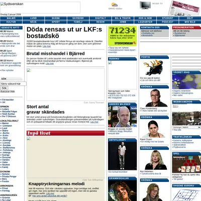 Sydsvenskan.se webb-tv startsida 2008