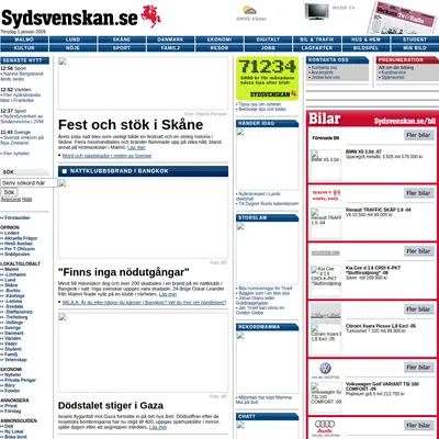 Sydsvenskan.se webb-tv startsida 2009
