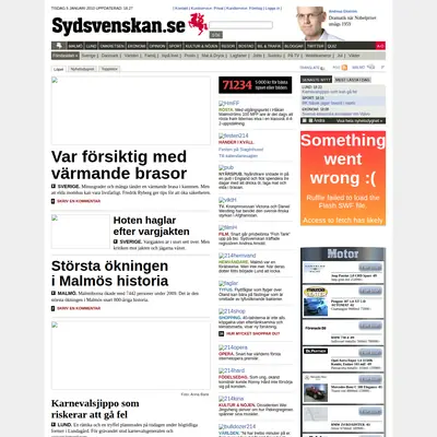 Sydsvenskan.se webb-tv startsida 2010