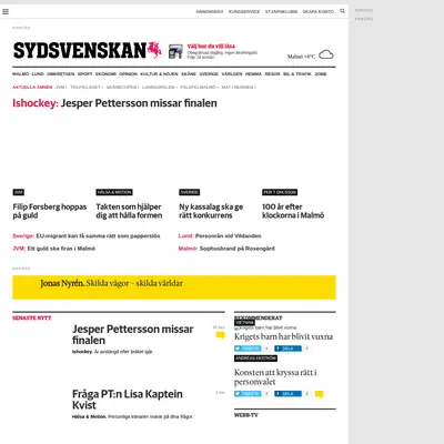 Sydsvenskan.se webb-tv startsida 2014
