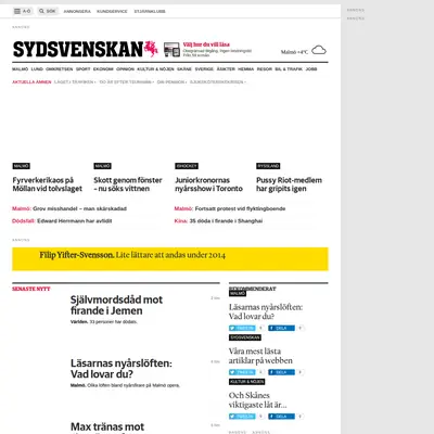 Sydsvenskan.se webb-tv startsida 2015
