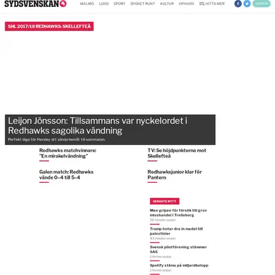 Sydsvenskan.se webb-tv startsida 2018
