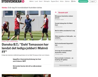 Sydsvenskan.se webb-tv startsida 2020