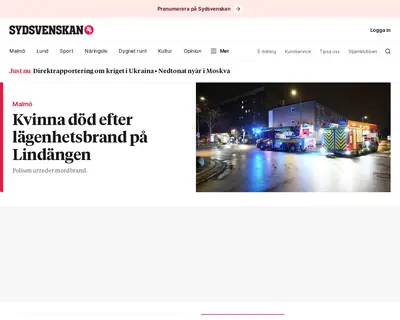Sydsvenskan.se webb-tv startsida 2023