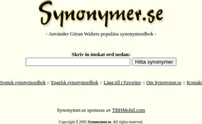 Synonymer.se startsida 2005