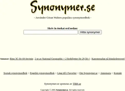 Synonymer.se startsida 2006