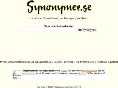 Synonymer.se startsida 2008