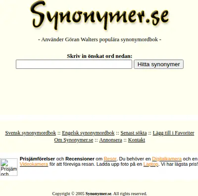 Synonymer.se startsida 2009
